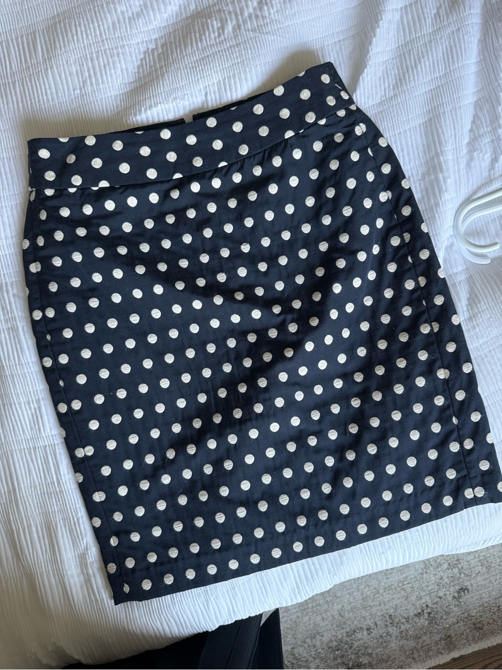 Banana Republic Navy Blue Pencil Skirt with White Polka Dots